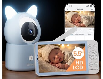 CZEview BM6 Babyfoon met 2K Camera en 5,5 Inch Scherm - Blauw
