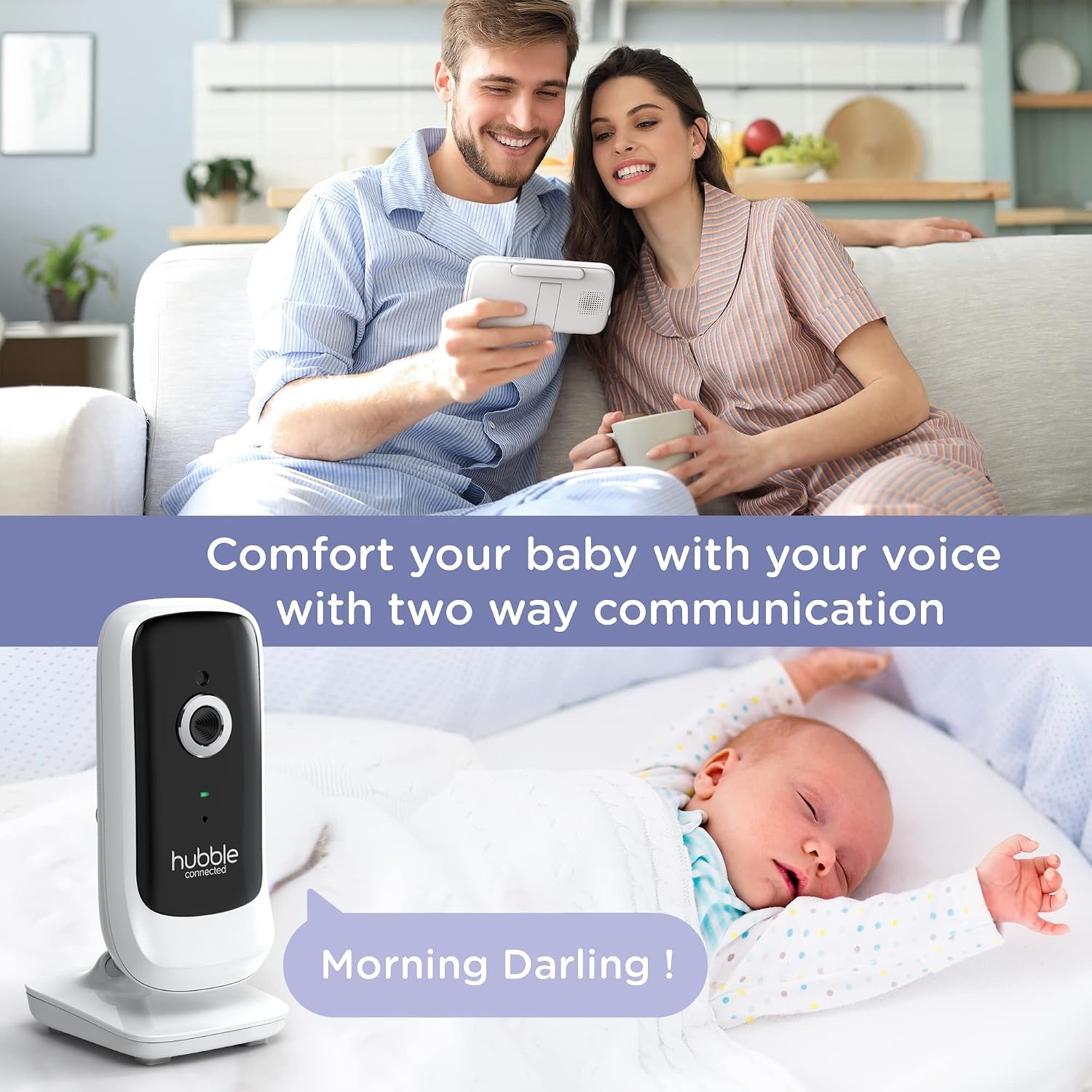 Hubble Connected Nursery View Premium Twin Camera's Video Babyfoon met 5 Inch scherm, Infrarood Nachtzicht, Split Screen, Digitale Zoom en Kamertemperatuursensor Babyfoon Camera