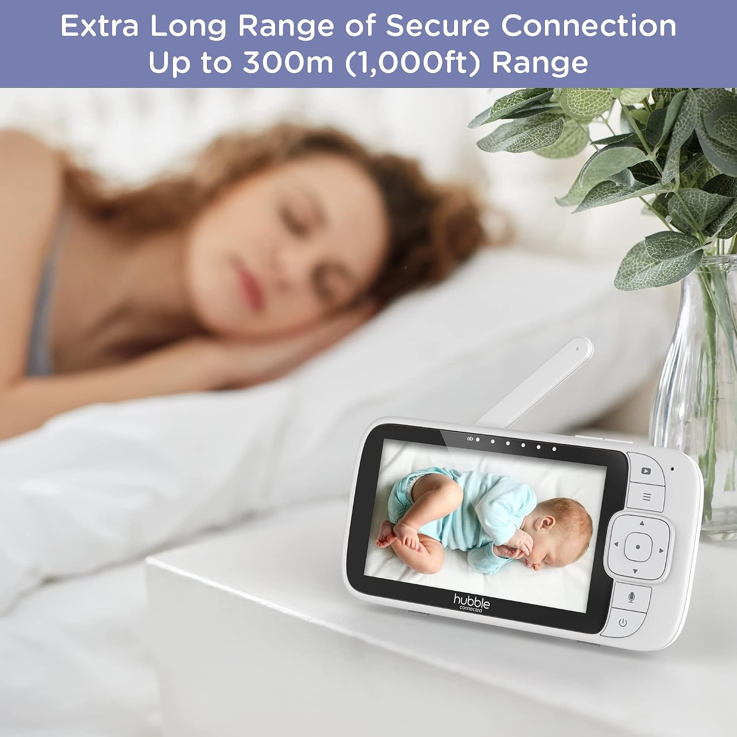 Hubble Connected Nursery View Premium Twin Camera's Video Babyfoon met 5 Inch scherm, Infrarood Nachtzicht, Split Screen, Digitale Zoom en Kamertemperatuursensor Babyfoon Camera