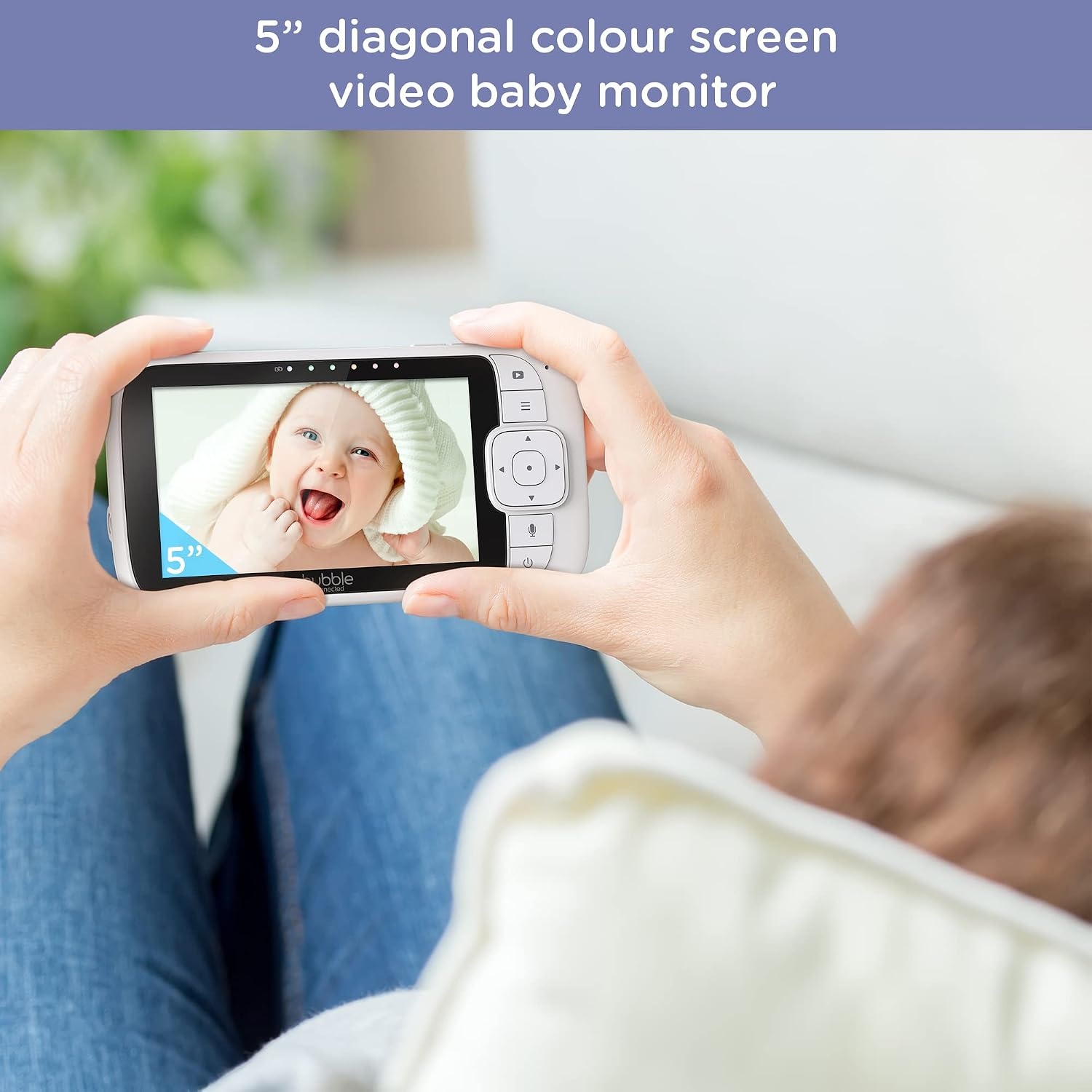 Hubble Connected Nursery View Premium Twin Camera's Video Babyfoon met 5 Inch scherm, Infrarood Nachtzicht, Split Screen, Digitale Zoom en Kamertemperatuursensor Babyfoon Camera