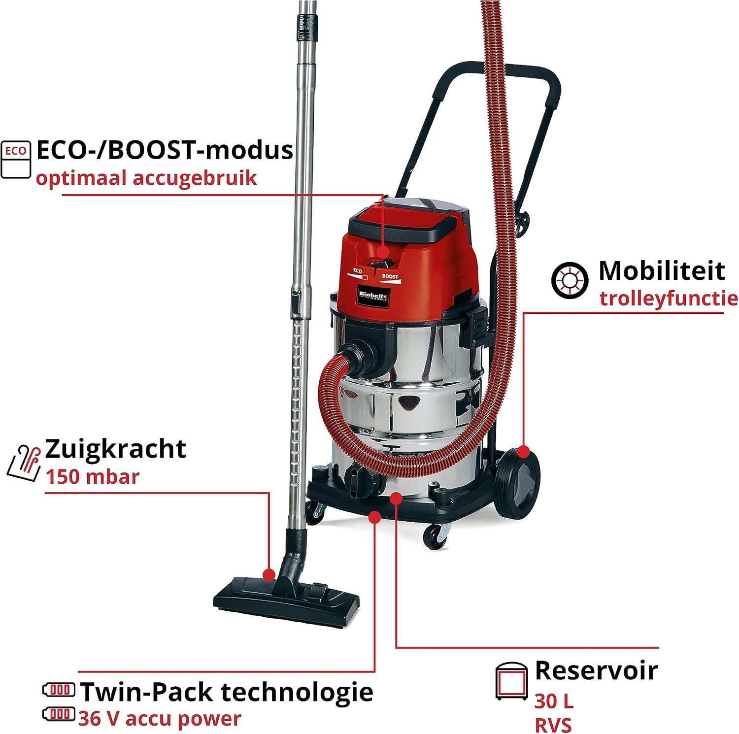 Nat- en Droogzuiger Accu TE-VC 36/30 Li S-Solo 59% Korting