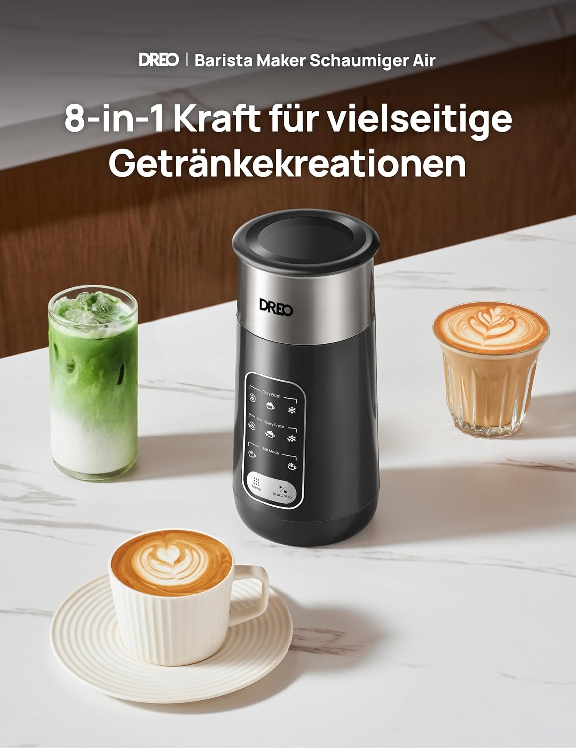 Elektrische Melkopschuimer Zwart | 8-in-1 | 435ml | 53% Korting