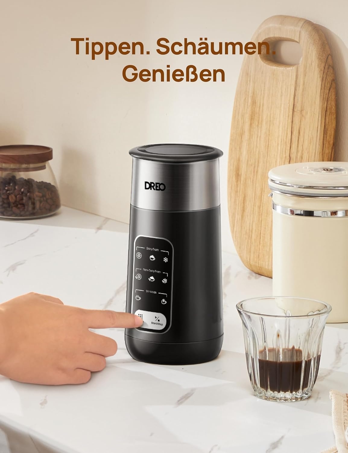 Elektrische Melkopschuimer Zwart | 8-in-1 | 435ml | 53% Korting