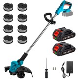 Elektrische Grastrimmer Blauw - 300mm, 2 Accu's, 8 Opzetstukken - 29% Korting