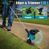Elektrische Grastrimmer Blauw - 300mm, 2 Accu's, 8 Opzetstukken - 29% Korting