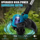 Elektrische Grastrimmer Blauw - 300mm, 2 Accu's, 8 Opzetstukken - 29% Korting