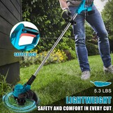 Elektrische Grastrimmer Blauw - 300mm, 2 Accu's, 8 Opzetstukken - 29% Korting