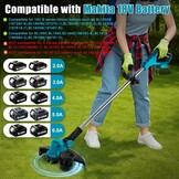 Elektrische Grastrimmer Blauw - 300mm, 2 Accu's, 8 Opzetstukken - 29% Korting