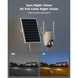Buitenbeveiligingscamera 2K PTZ 30m Nachtzicht AI Detectie WiFi + Zonnepaneel (34% Korting)