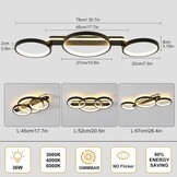 Dimbare Zwarte Plafondlamp LED 36W - 3 Vlammen met Afstandsbediening & App (34% Korting)
