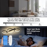 Dimbare Zwarte Plafondlamp LED 36W - 3 Vlammen met Afstandsbediening & App (34% Korting)
