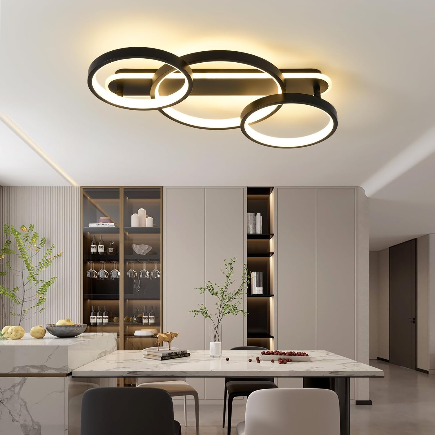 Dimbare Zwarte Plafondlamp LED 36W - 3 Vlammen met Afstandsbediening & App (34% Korting)