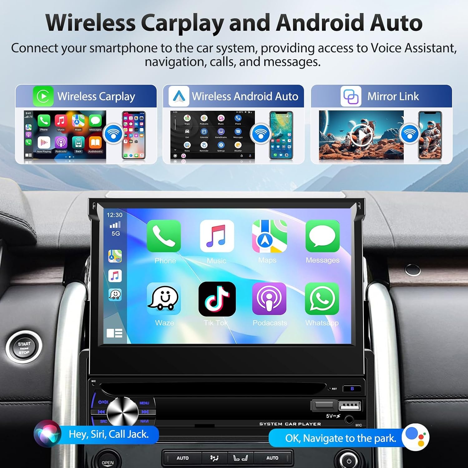 Autoradio 1 Din Android 15 (4GB/64GB) met 7" Intrekbaar Touchscreen - 54% Korting!