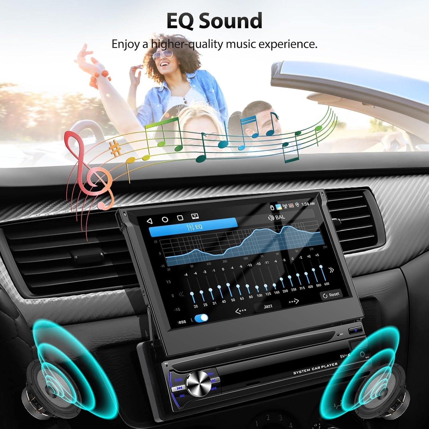 Autoradio 1 Din Android 15 (4GB/64GB) met 7" Intrekbaar Touchscreen - 54% Korting!