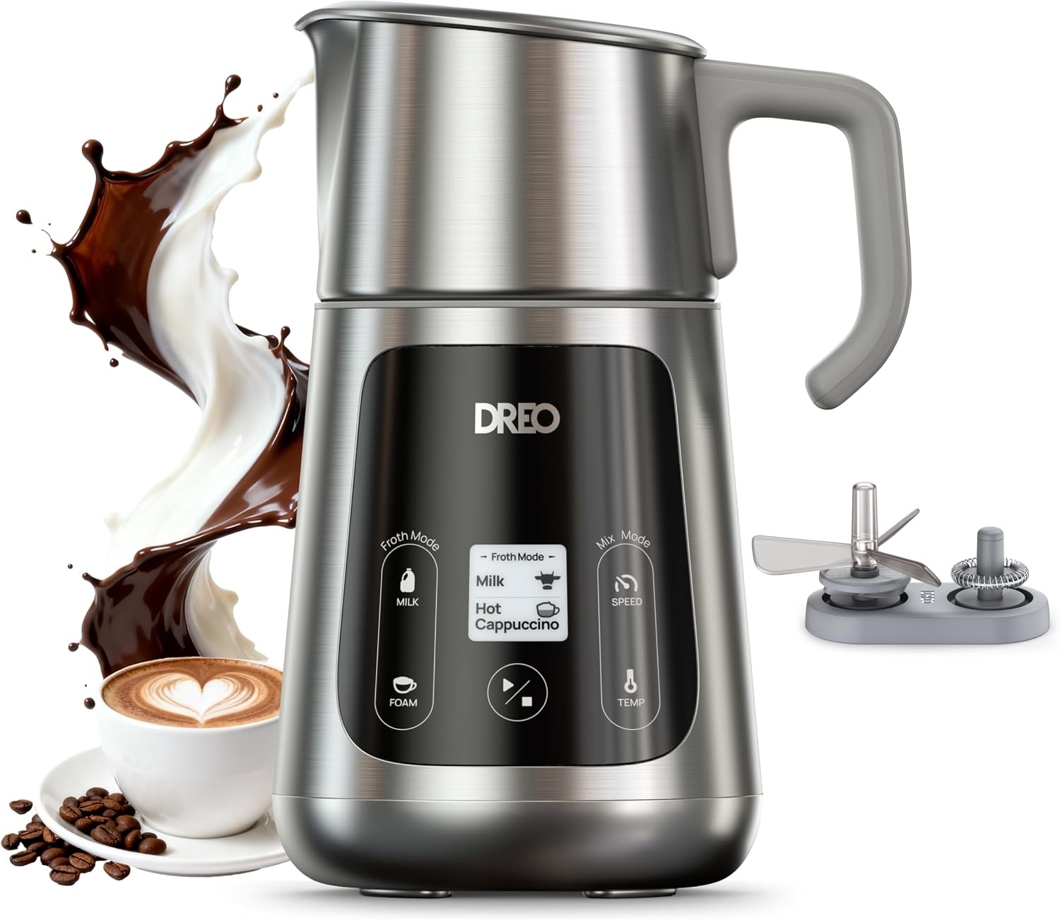 Elektrische Melkopschuimer Zilver - Warm & Koud - 800ml - 35% Korting