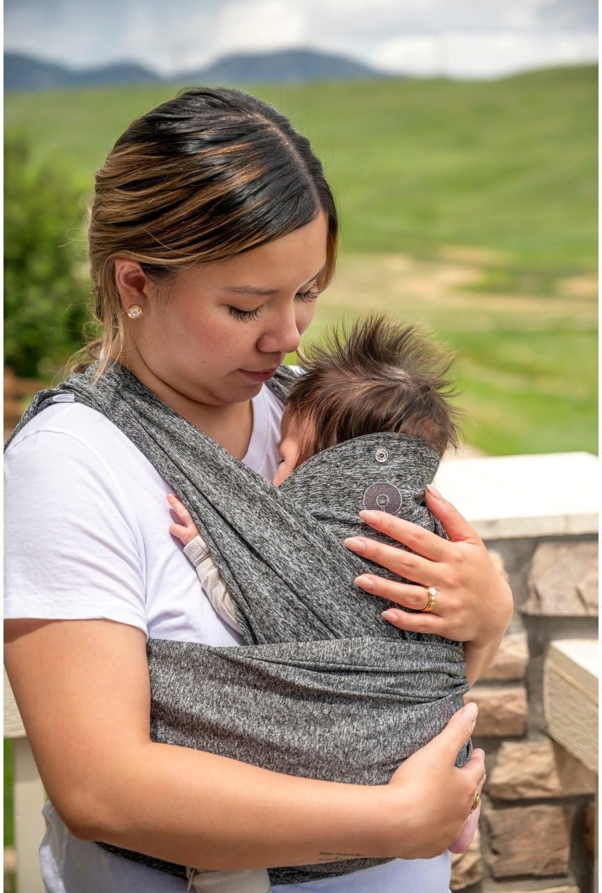 Boppy Comfyfit Evolution Babydrager, eenvoudig te dragen en verstelbaar, ergonomische babydrager met hoofd- en neksteun, brede knoopbanden, verstelbare armuitsnijding, 0 maanden +