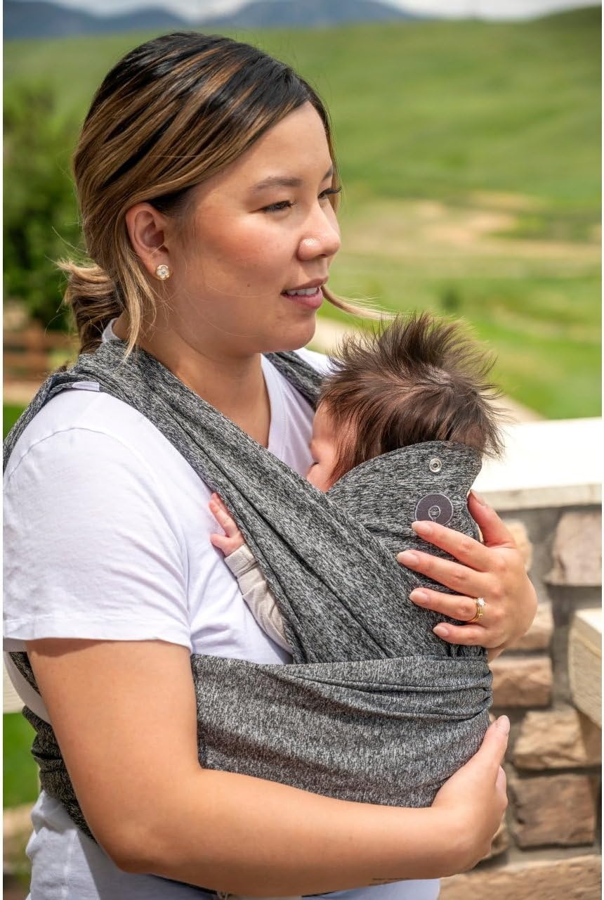 Boppy Comfyfit Evolution Babydrager, eenvoudig te dragen en verstelbaar, ergonomische babydrager met hoofd- en neksteun, brede knoopbanden, verstelbare armuitsnijding, 0 maanden +