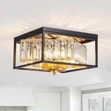 Majhoiw Moderne Kristallen Kroonluchter 33 cm - 3-Lichts Plafondlamp - Geborsteld Nikkel