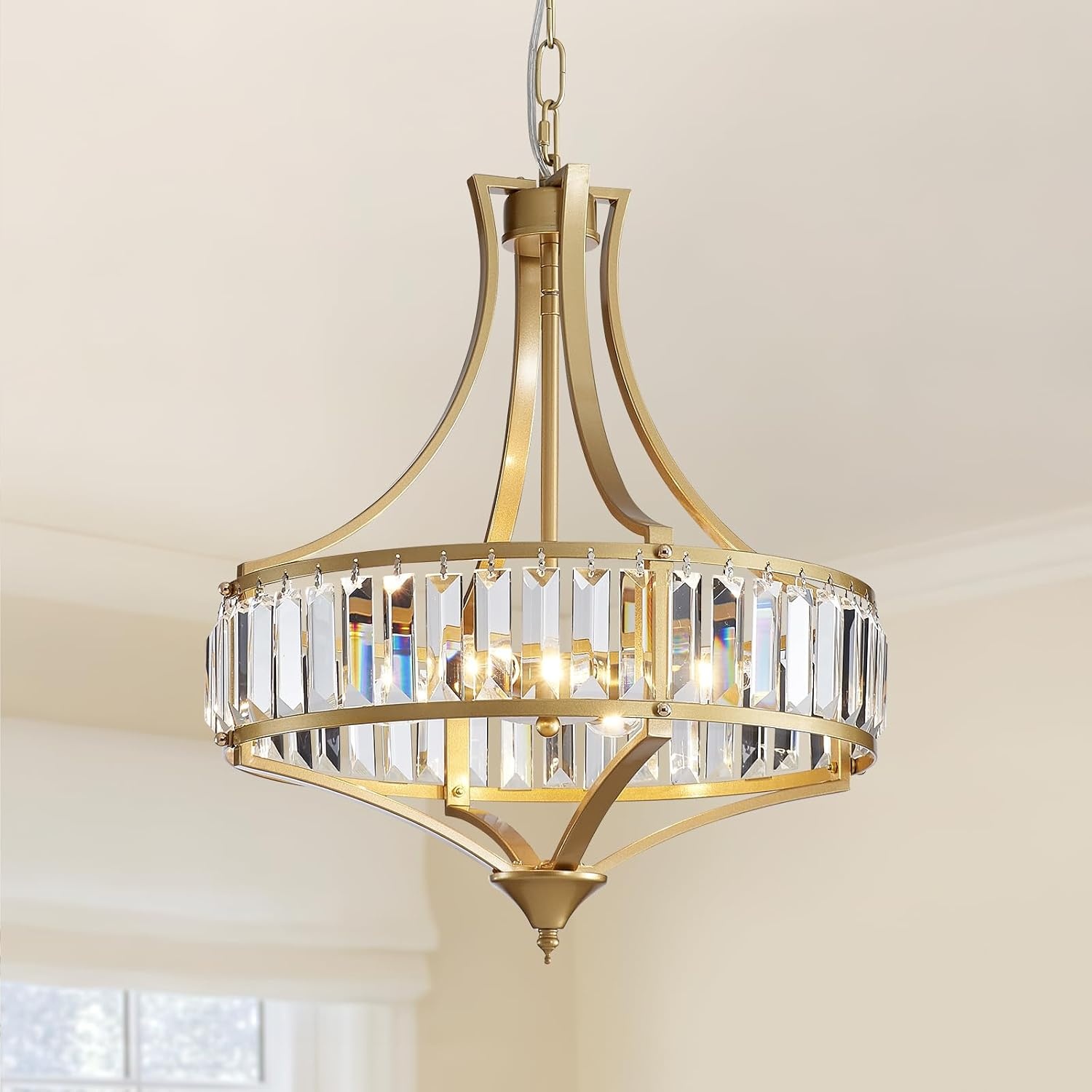 Majhoiw Moderne Kristallen Kroonluchter 33 cm - 3-Lichts Plafondlamp - Geborsteld Nikkel
