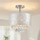 Majhoiw Moderne Kristallen Kroonluchter 33 cm - 3-Lichts Plafondlamp - Geborsteld Nikkel