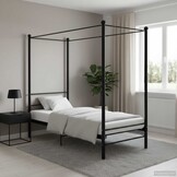 Hemelbedframe Zwart Metaal 90x200 cm - 35% Korting