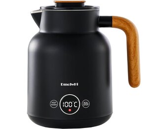 Waterkoker Mini RVS Zwart 1L 1000W | Temperatuurregeling - 34% Korting