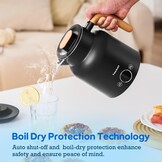 Waterkoker Mini RVS Zwart 1L 1000W | Temperatuurregeling - 34% Korting