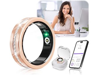 Slimme Ring Goud met Diamanten | Fitness & Slaap Tracker | IP68 Waterdicht | 59% Korting