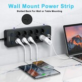 Stekkerdoos 10 stopcontacten + 4 USB 4000W Zwart - 52% Korting