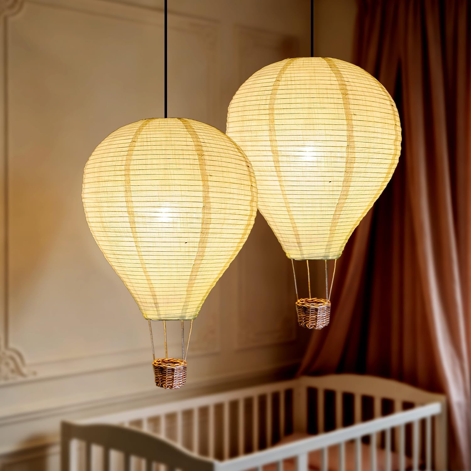 Set van 2 Hete Luchtballon Lampenkappen Kinderkamer Wit 34 cm