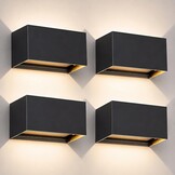 Set van 4 Buitenwandlampen LED 20W Warm Wit (3000K) - Zwart | 35% Korting