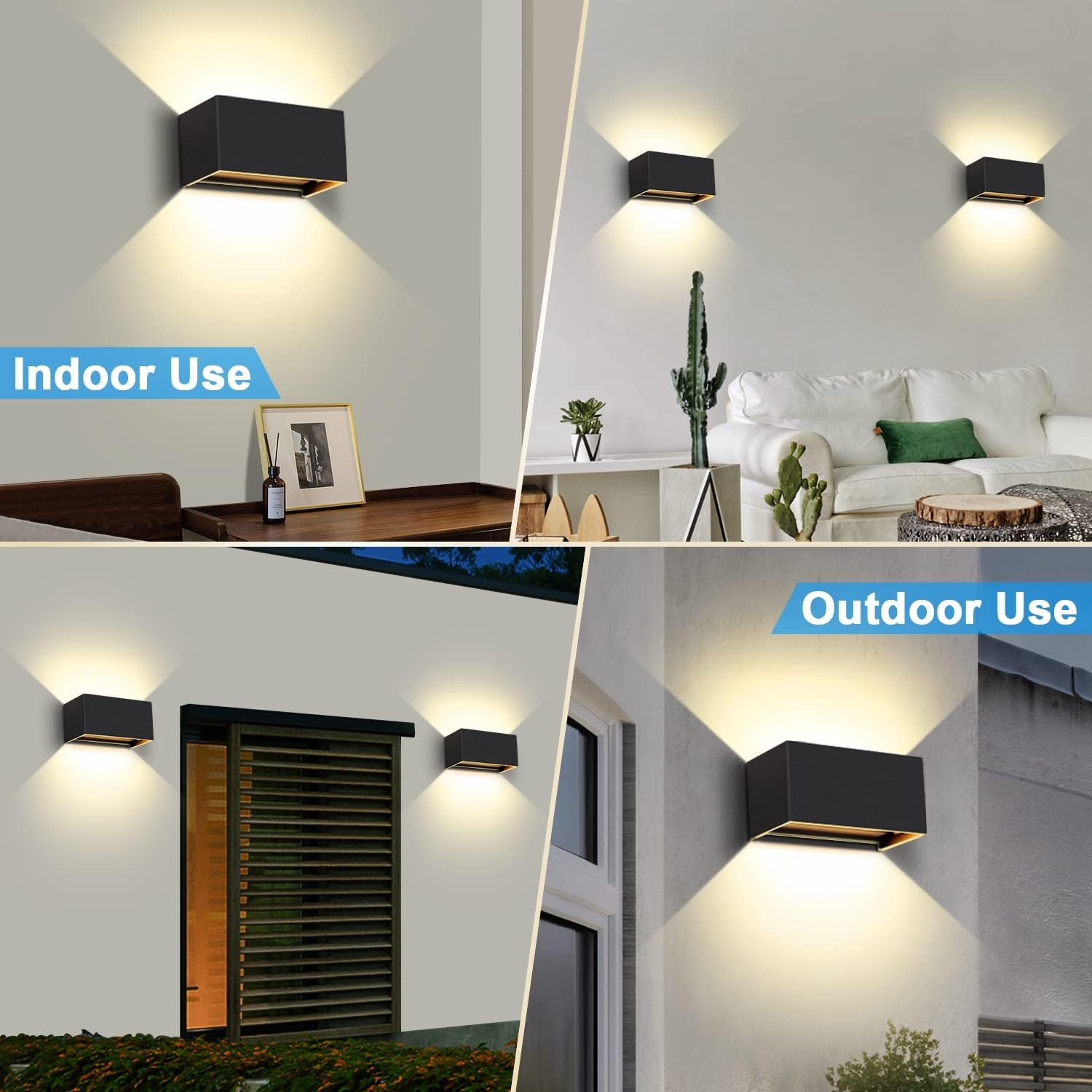 Set van 4 Buitenwandlampen LED 20W Warm Wit (3000K) - Zwart | 35% Korting