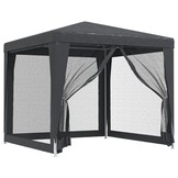 Partytent 2,5x2,5 m met 4 Mesh Zijwanden - Antraciet (54% Korting)