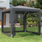 Partytent 2,5x2,5 m met 4 Mesh Zijwanden - Antraciet (54% Korting)