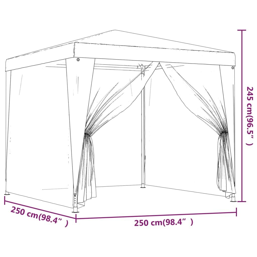 Partytent 2,5x2,5 m met 4 Mesh Zijwanden - Antraciet (54% Korting)