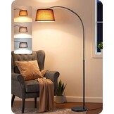 Verstelbare Booglamp LED 143-176cm Beige Kap - 54% Korting