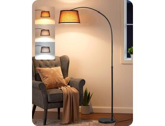 Verstelbare Booglamp LED 143-176cm Beige Kap - 54% Korting