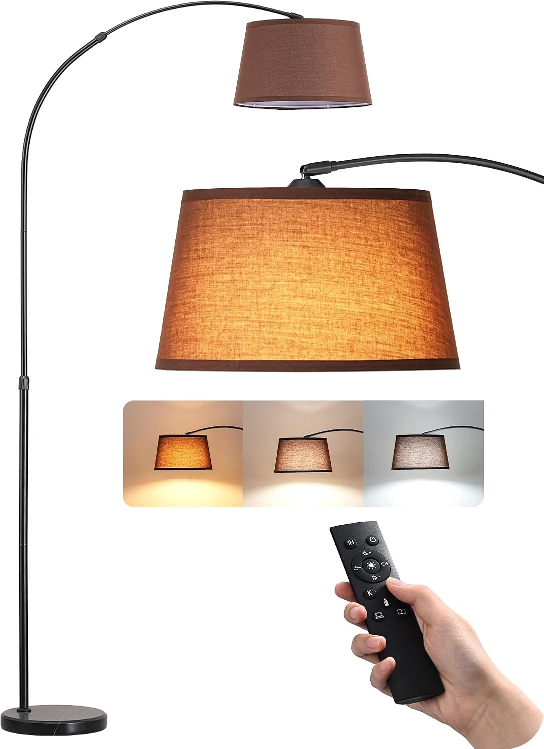 Verstelbare Booglamp LED 143-176cm Beige Kap - 54% Korting