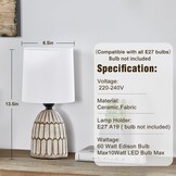 Set van 2 Boho Nachtkastlampen | Keramiek & Stof | E27 Fitting | 34% Korting
