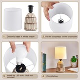 Set van 2 Boho Nachtkastlampen | Keramiek & Stof | E27 Fitting | 34% Korting