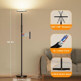 LED Vloerlamp 175 cm Zwart - 34% Korting
