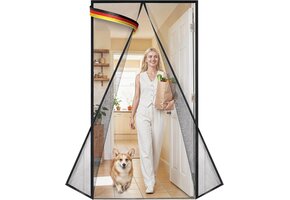 Zwarte Glasvezel Hordeur 130x220cm - Insecten Weren met 34 Magneten | 39% Korting