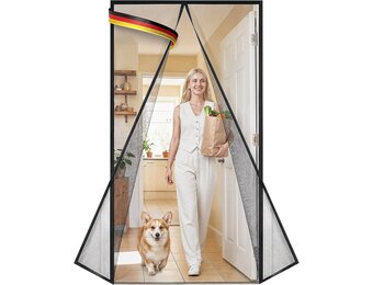 Zwarte Glasvezel Hordeur 130x220 cm met 34 Magneten - 33% Korting