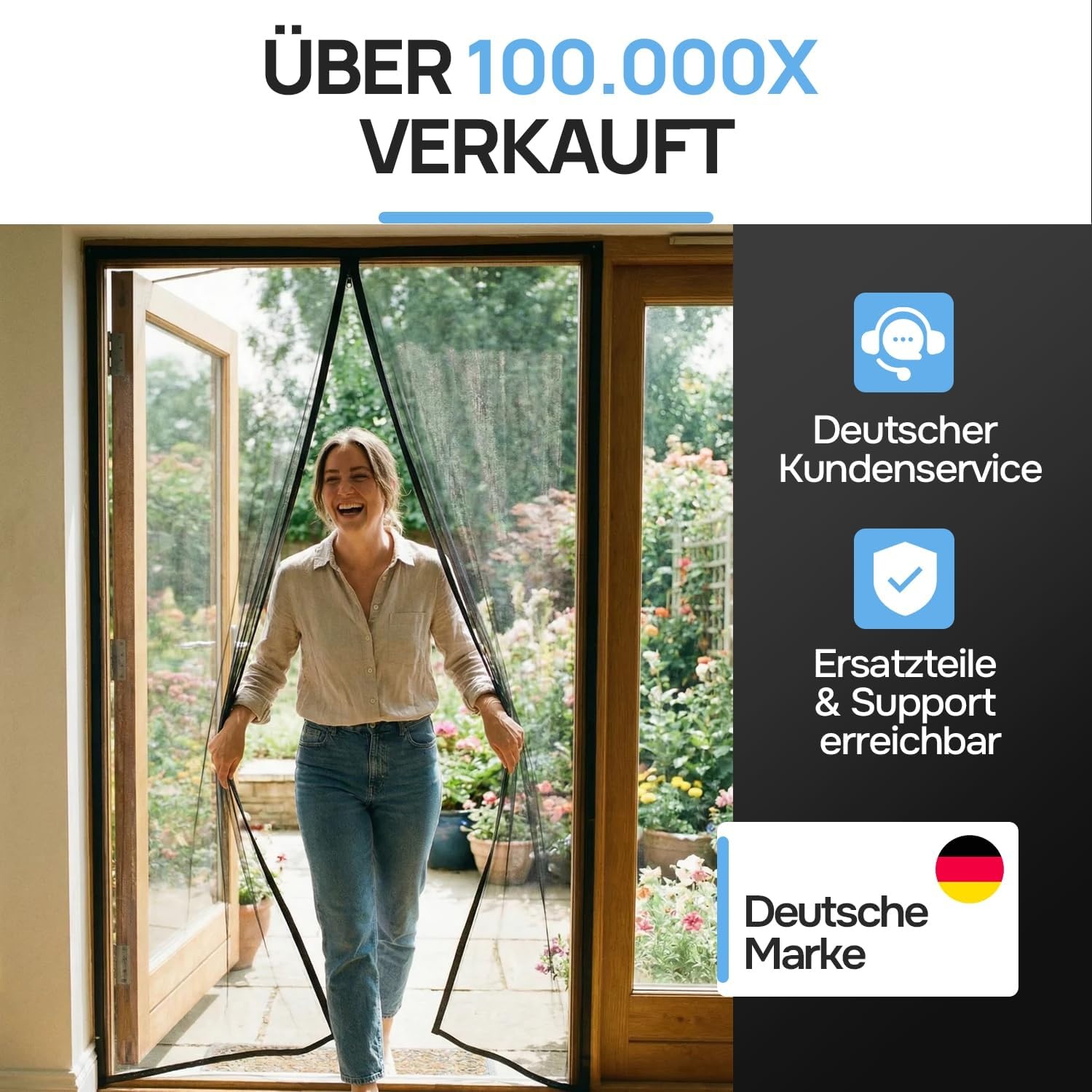 Zwarte Glasvezel Hordeur 130x220 cm met 34 Magneten - 33% Korting