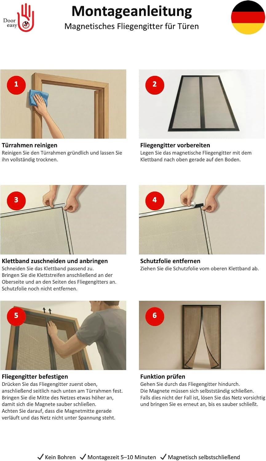 Zwarte Glasvezel Hordeur 130x220 cm met 34 Magneten - 33% Korting