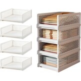 Set van 4 Stapelbare Ladeboxen Organizer Wit - Kledingkast, Kantoor, Keuken - 33% Korting
