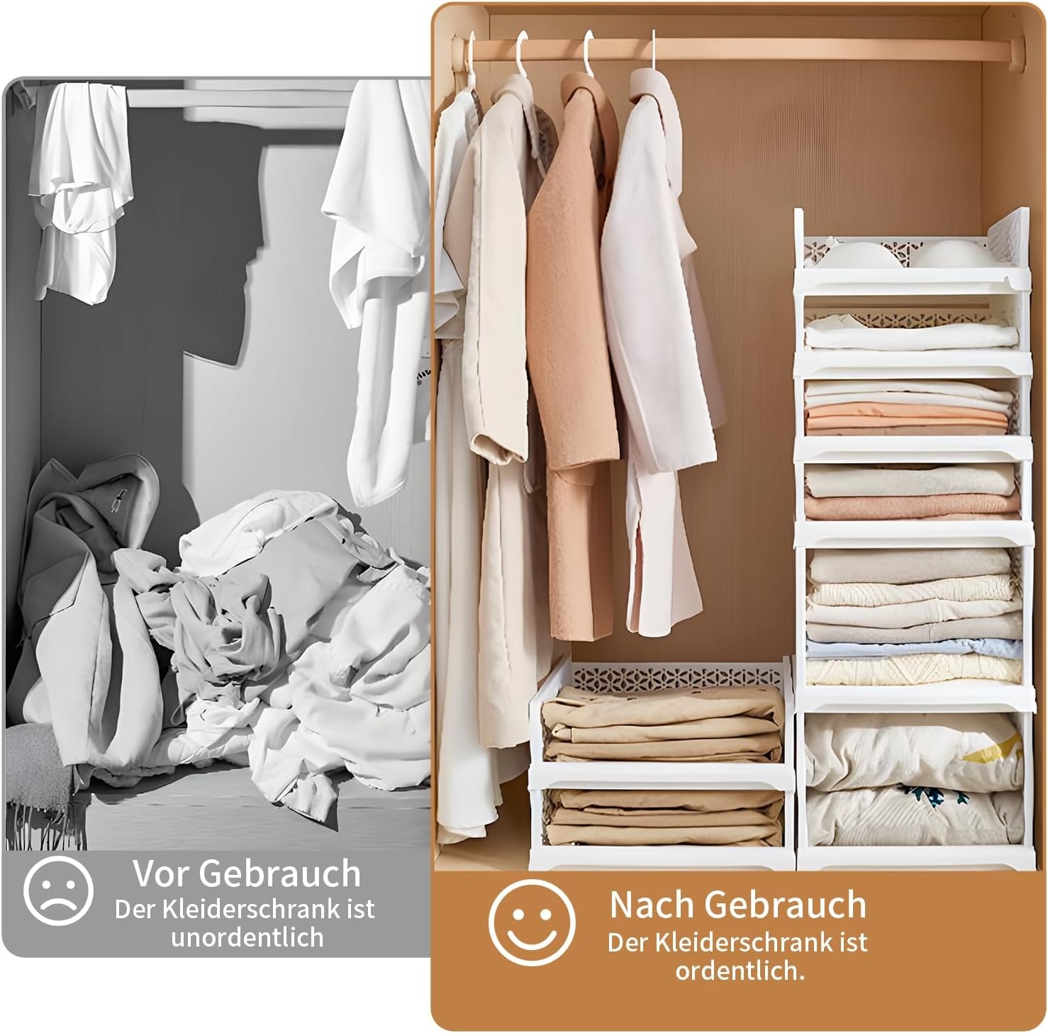 Set van 4 Stapelbare Ladeboxen Organizer Wit - Kledingkast, Kantoor, Keuken - 33% Korting
