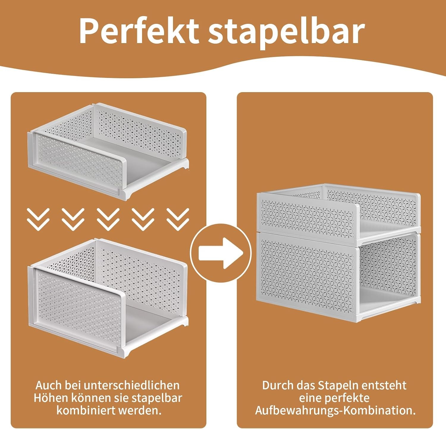 Set van 4 Stapelbare Ladeboxen Organizer Wit - Kledingkast, Kantoor, Keuken - 33% Korting