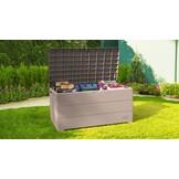 Opbergbox Tuin 416L met Gasveer & Zitbank - Warm Taupe - 54% Korting