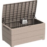 Opbergbox Tuin 416L met Gasveer & Zitbank - Warm Taupe - 54% Korting
